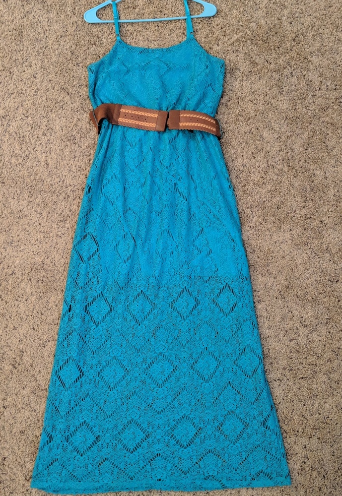 Teal Crocheted Mxi Dress